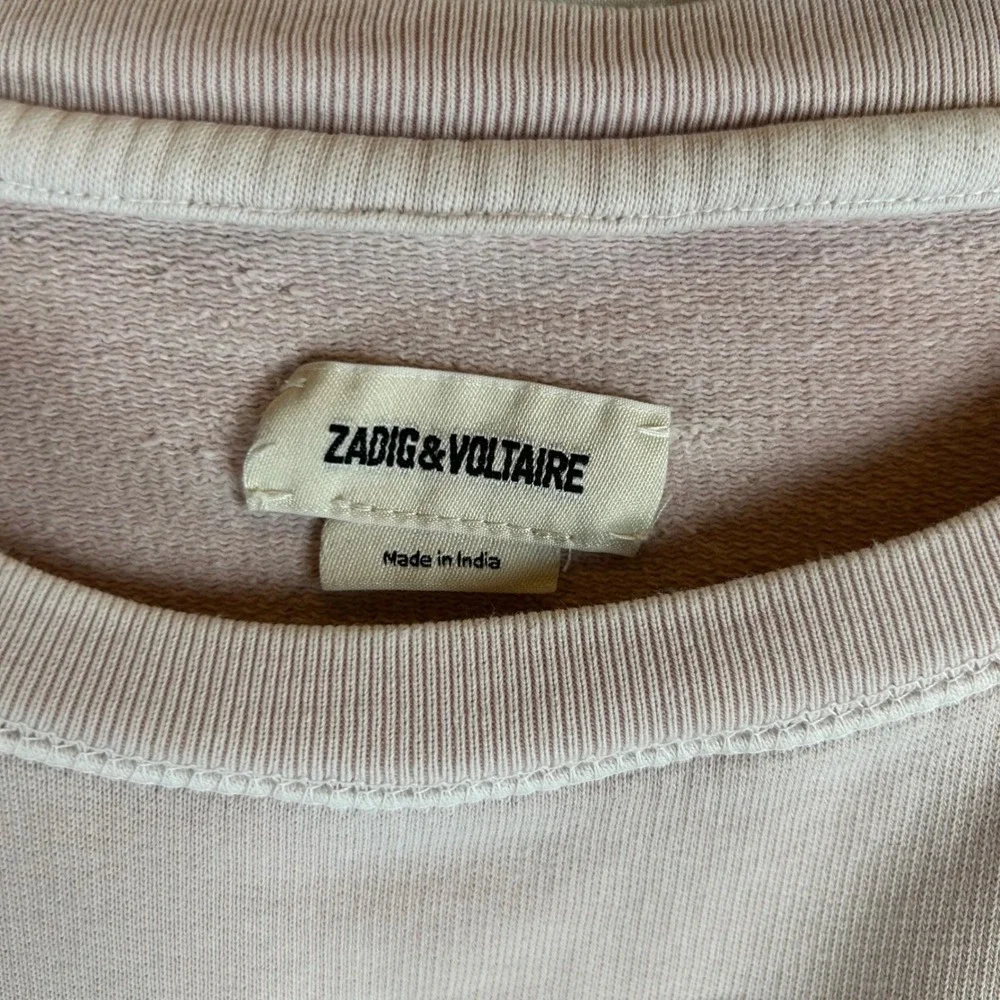 Zadig & Voltaire Womens Pink Skull Graphic Raglan Sweatshirt Silver Metallic M - Picture 3 of 9